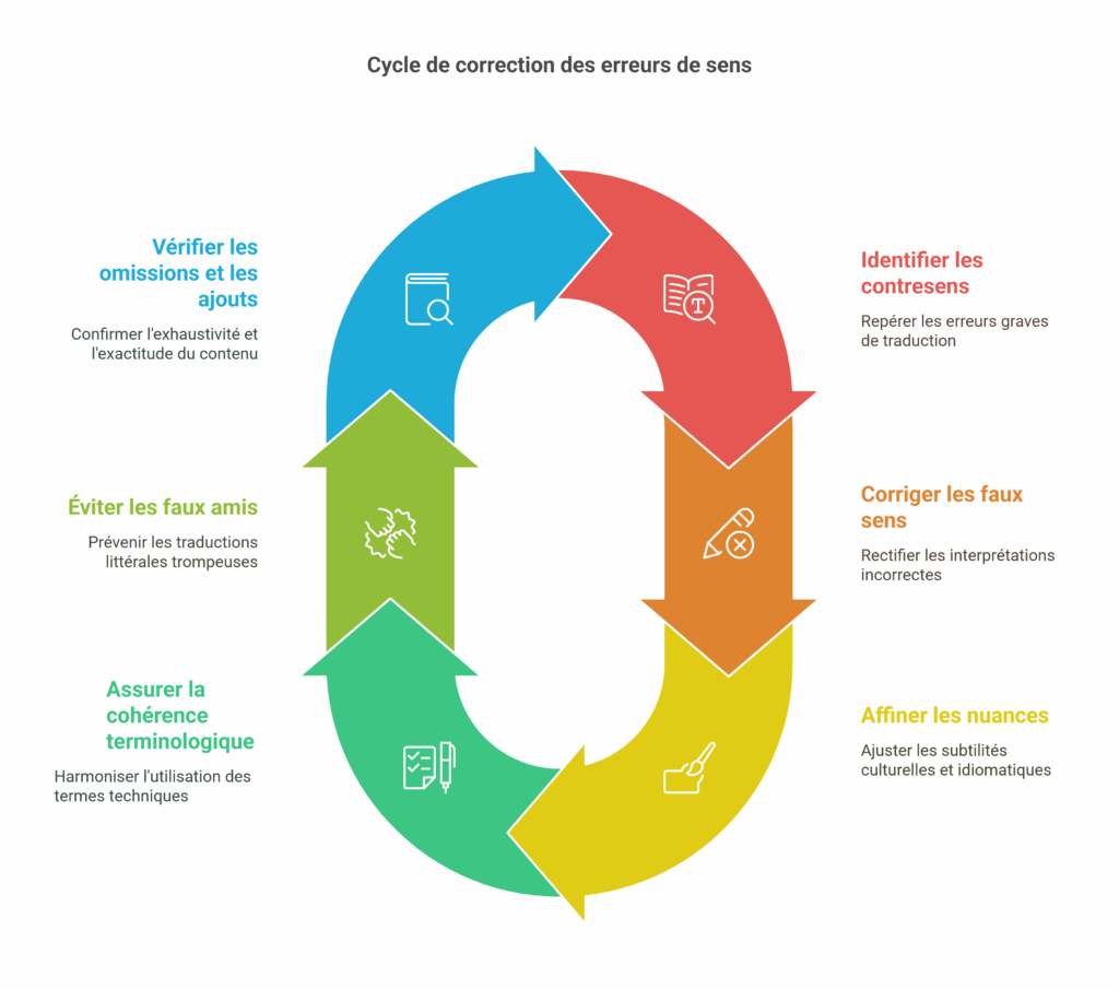 Schéma vectoriel étape 2 de la post-édition en traduction