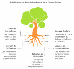 Arbre illustrant l'importance du choix de la langue en interprétariat