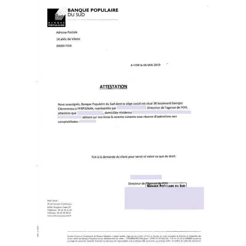 traduction assermentée d'attestation bancaire