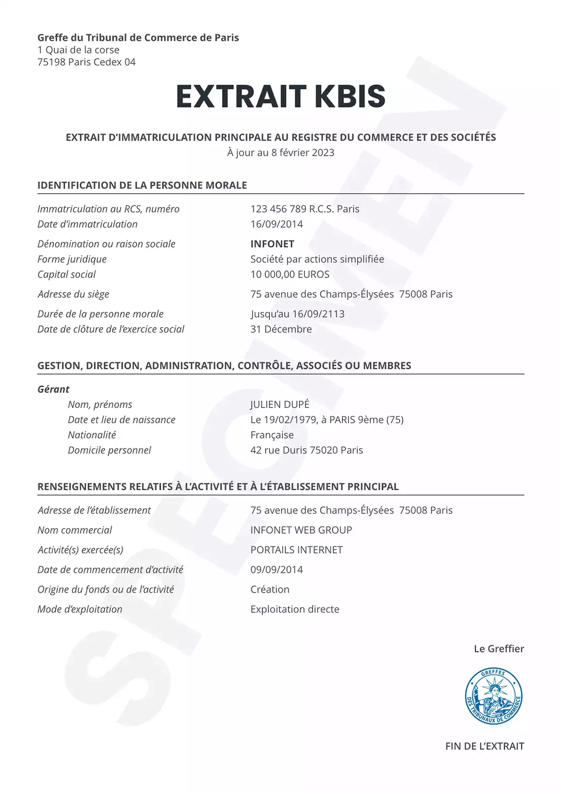 traduction assermentée d'extrait de KBIS