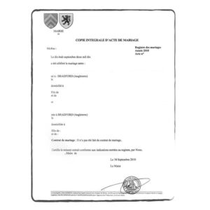 traduction assermentée acte de mariage