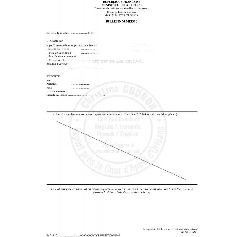 traduction assermentée casier judiciaire