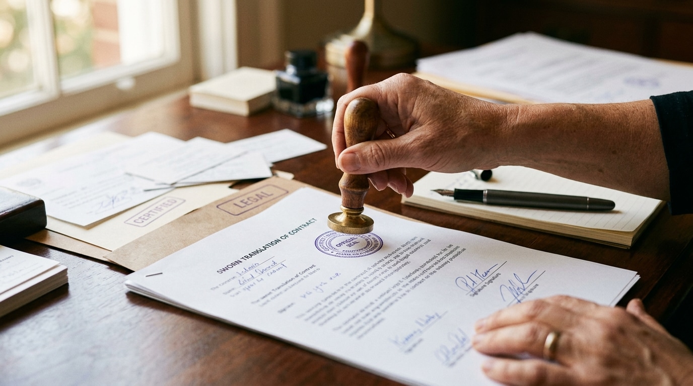 cachet ou tampon sur une traduction assermentée